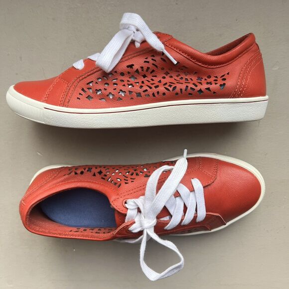 Ziera Denver Red Leather Laser Die Cut Hole Sneaker Shoes Women EU 36 FF US 5.5 - Picture 12 of 16